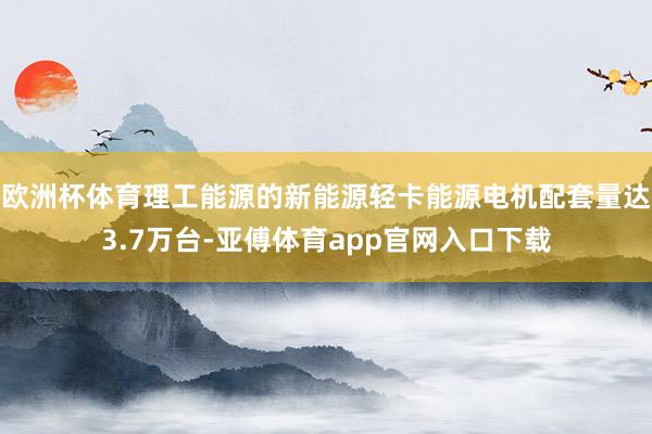 欧洲杯体育理工能源的新能源轻卡能源电机配套量达3.7万台-亚傅体育app官网入口下载