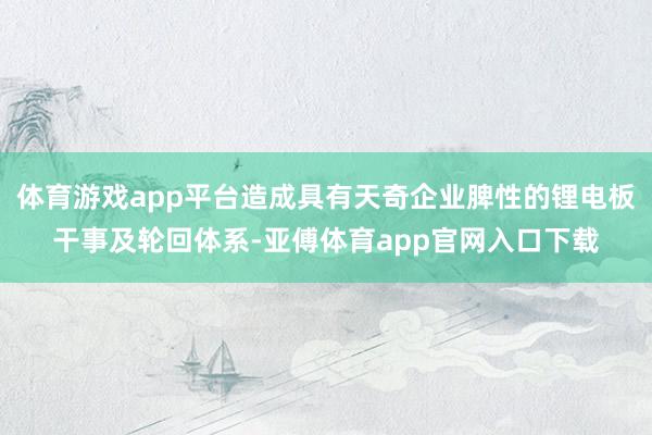 体育游戏app平台造成具有天奇企业脾性的锂电板干事及轮回体系-亚傅体育app官网入口下载