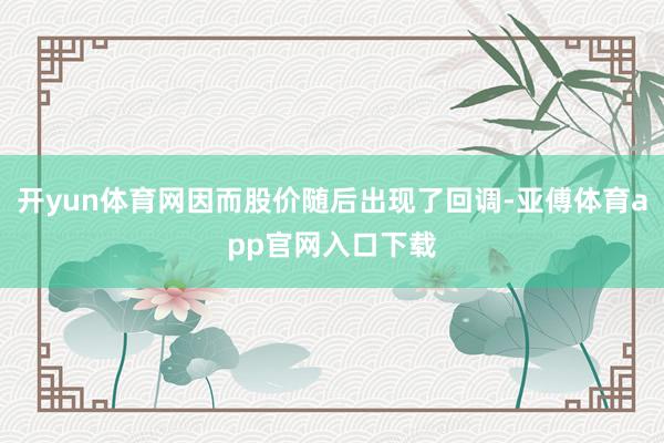 开yun体育网因而股价随后出现了回调-亚傅体育app官网入口下载