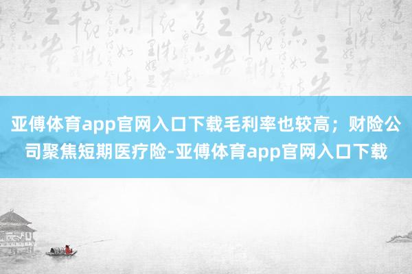 亚傅体育app官网入口下载毛利率也较高；财险公司聚焦短期医疗险-亚傅体育app官网入口下载