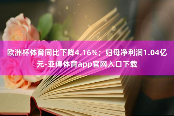 欧洲杯体育同比下降4.16%;归母净利润1.04亿元-亚傅体育app官网入口下载