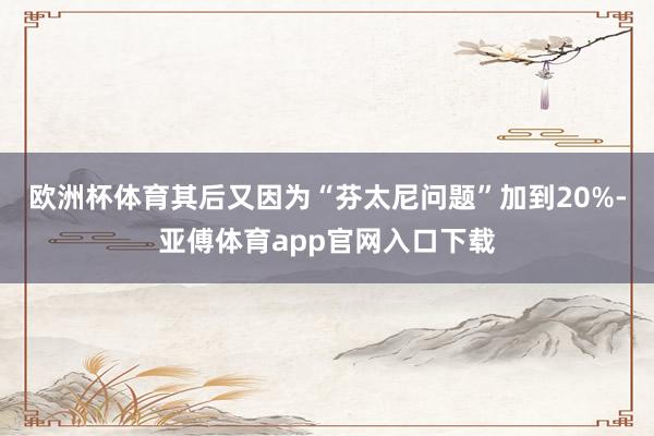 欧洲杯体育其后又因为“芬太尼问题”加到20%-亚傅体育app官网入口下载
